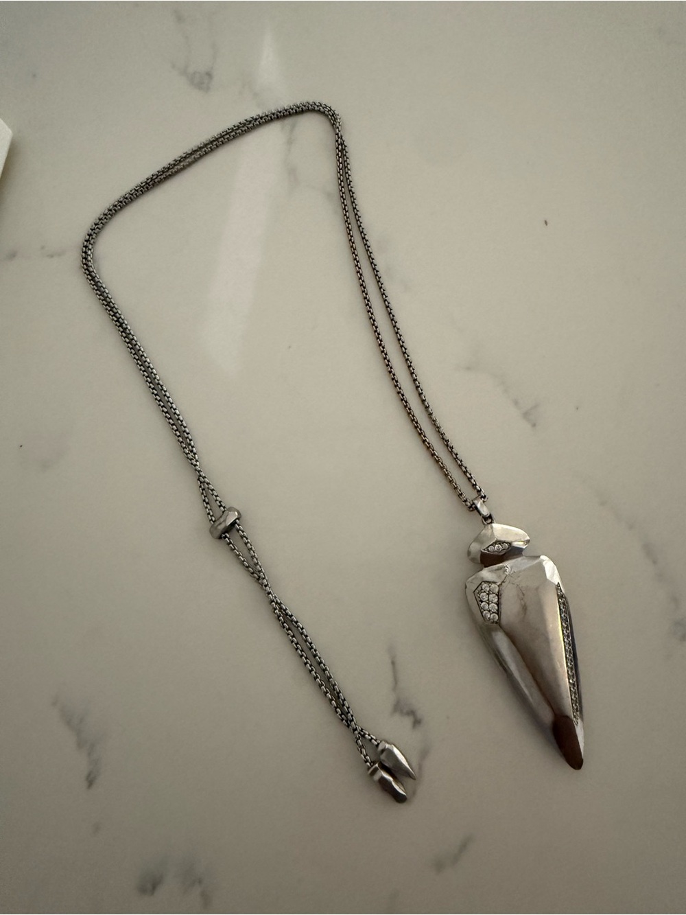 Retired Kendra Scott Staley Arrowhead necklace, silver